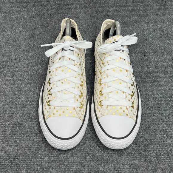 Converse Sneakers Womens Size 9 Cream Canvas Gold Chuck Taylor All Star Low Lace - Picture 3 of 12